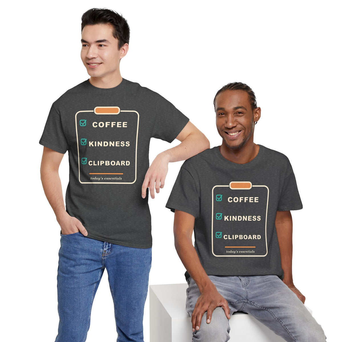 Clipboard Essentials T‑Shirt — "Coffee, Kindness, Clipboard" Checklist Tee