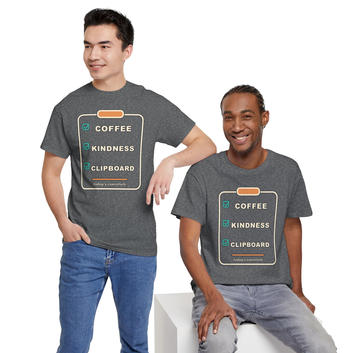Clipboard Essentials T‑Shirt — "Coffee, Kindness, Clipboard" Checklist Tee