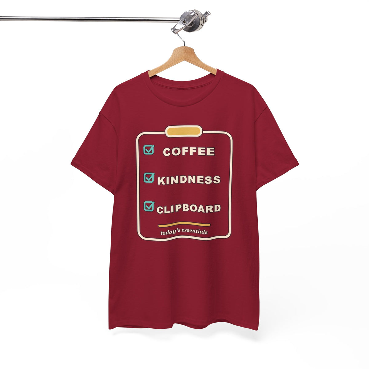 Clipboard Essentials T‑Shirt — "Coffee, Kindness, Clipboard" Checklist Tee