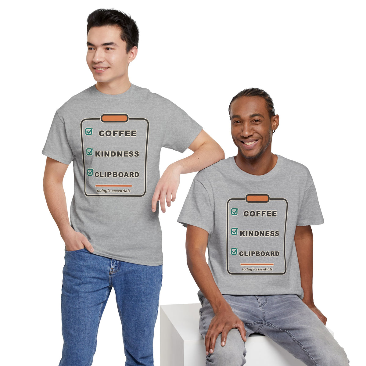 Clipboard Essentials T‑Shirt — "Coffee, Kindness, Clipboard" Checklist Tee