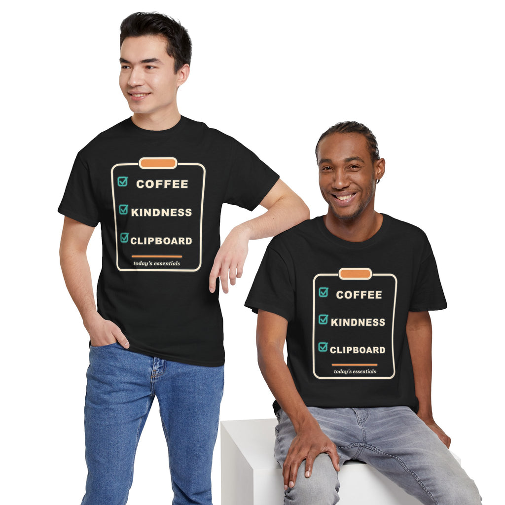 Clipboard Essentials T‑Shirt — "Coffee, Kindness, Clipboard" Checklist Tee