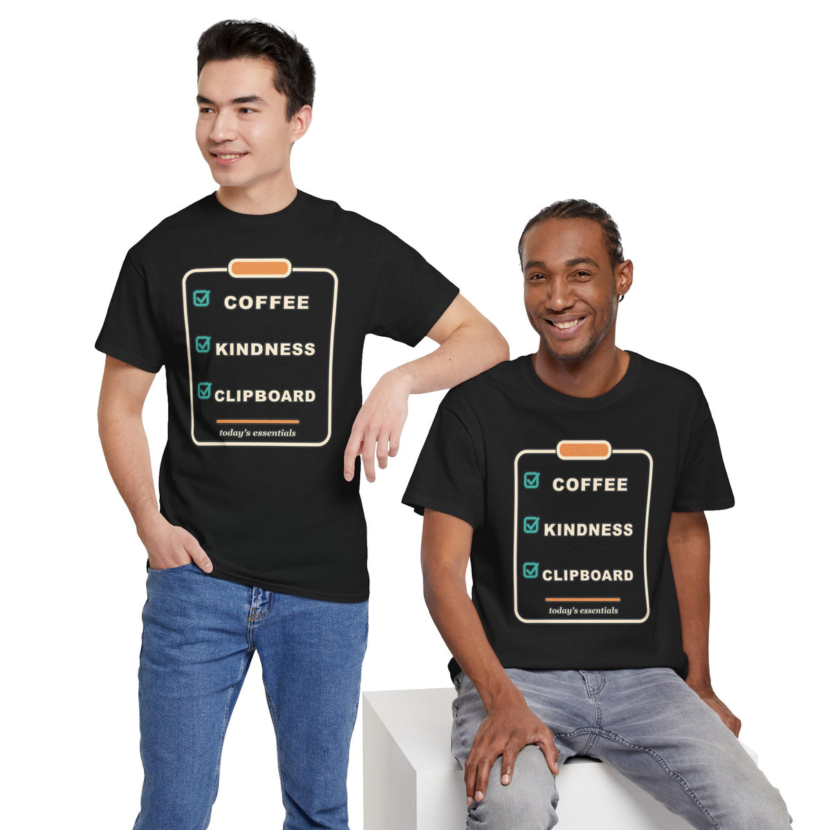 Clipboard Essentials T‑Shirt — "Coffee, Kindness, Clipboard" Checklist Tee