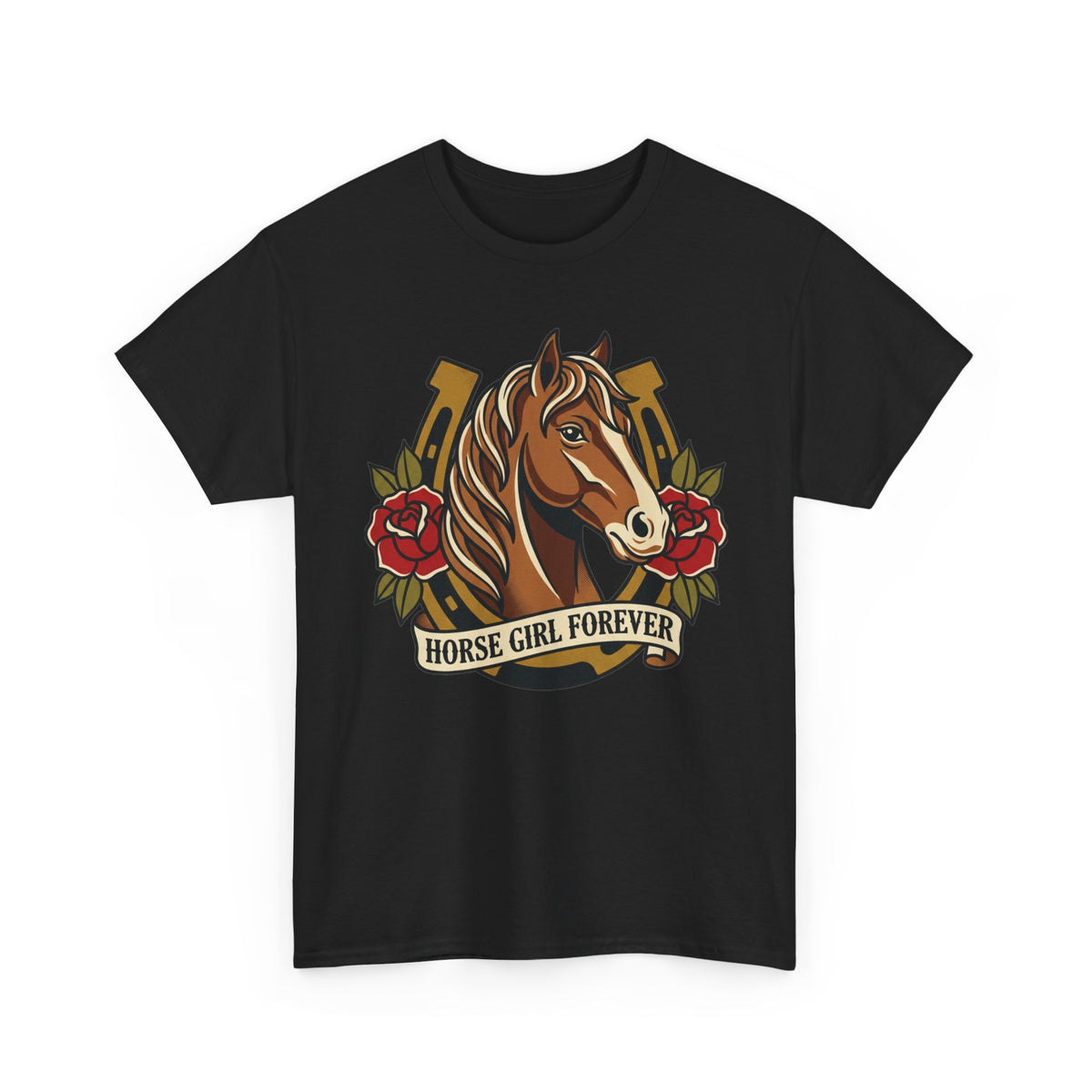 Horse Girl Forever T‑Shirt — Vintage Horse Portrait Tee for Equestrians