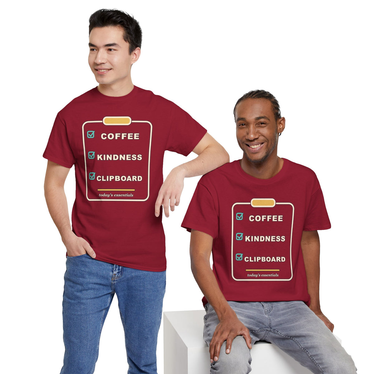Clipboard Essentials T‑Shirt — "Coffee, Kindness, Clipboard" Checklist Tee