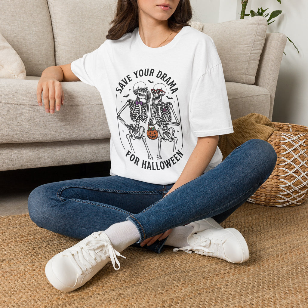 Save Your Drama Skeletons T-Shirt | Halloween Skeleton Graphic Tee